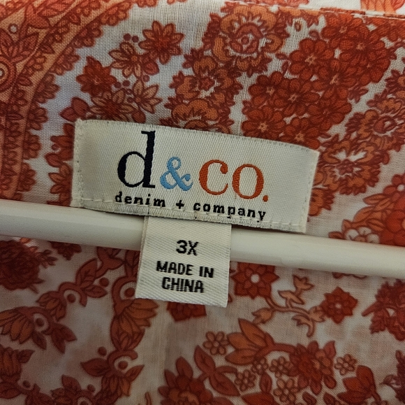 Denim & Company QVC Paisley Print Button Up Blouses 3X Long Sleeve Plus Size - Picture 2 of 15